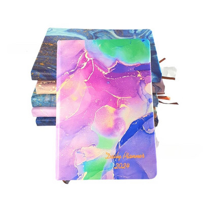 2024. gada dienas kārtības grāmata angļu/spāņu žurnāla A5 piezīmjdatora dienas plānotājs Vienkāršs, moderns, biezināts piezīmju grāmatiņas Pu vāks