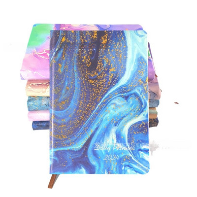 2024. gada dienas kārtības grāmata angļu/spāņu žurnāla A5 piezīmjdatora dienas plānotājs Vienkāršs, moderns, biezināts piezīmju grāmatiņas Pu vāks