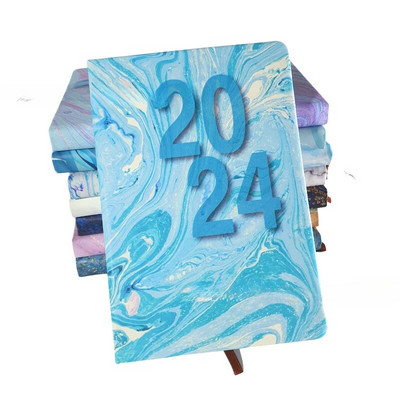 2024. gada dienas kārtības grāmata angļu/spāņu žurnāla A5 piezīmjdatora dienas plānotājs Vienkāršs, moderns, biezināts piezīmju grāmatiņas Pu vāks