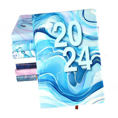 2024. gada dienas kārtības grāmata angļu/spāņu žurnāla A5 piezīmjdatora dienas plānotājs Vienkāršs, moderns, biezināts piezīmju grāmatiņas Pu vāks