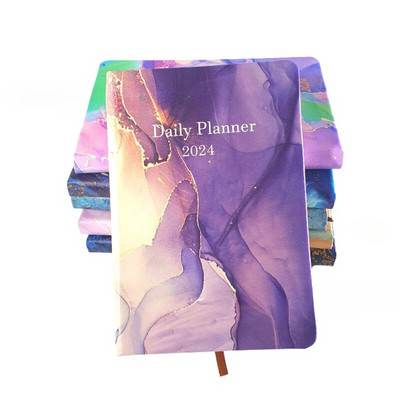 2024. gada dienas kārtības grāmata angļu/spāņu žurnāla A5 piezīmjdatora dienas plānotājs Vienkāršs, moderns, biezināts piezīmju grāmatiņas Pu vāks