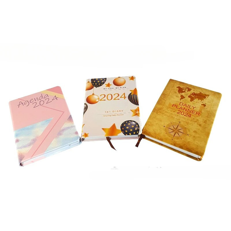 2024. gada dienas kārtības grāmata angļu/spāņu žurnāla A5 piezīmjdatora dienas plānotājs Vienkāršs, moderns, biezināts piezīmju grāmatiņas Pu vāks