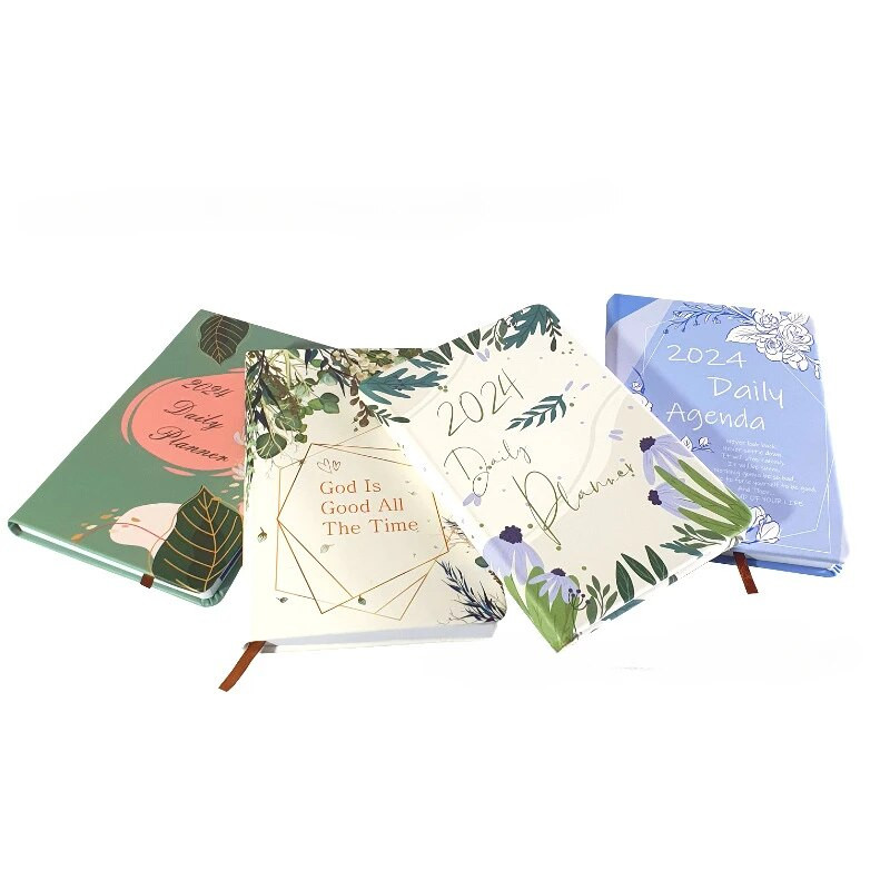 2024. gada dienas kārtības grāmata angļu/spāņu žurnāla A5 piezīmjdatora dienas plānotājs Vienkāršs, moderns, biezināts piezīmju grāmatiņas Pu vāks