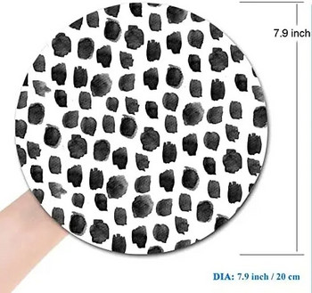 Кръгла подложка за мишка Polka Dot Print Premium-Textured Mouse Mat Малка неплъзгаща се гумена основа Кръгла подложка за мишка с дизайн за работа Игри