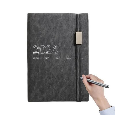 2024 Weekly Monthly Planner Weekly Planner To Do List Notebook Weekly Monthly Planner Calendar Βιβλίο PU Leather Thick Paper
