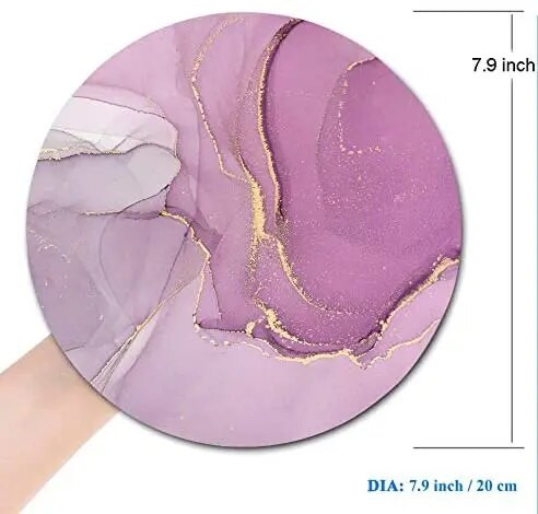 Ανοιχτό μωβ μάρμαρο Στρογγυλό Mouse Pad Gaming Mouse Mat Αδιάβροχο κυκλικό mousepad Αντιολισθητικό ελαστικό βάσης Mousepad 7,9x0,12 ίντσες