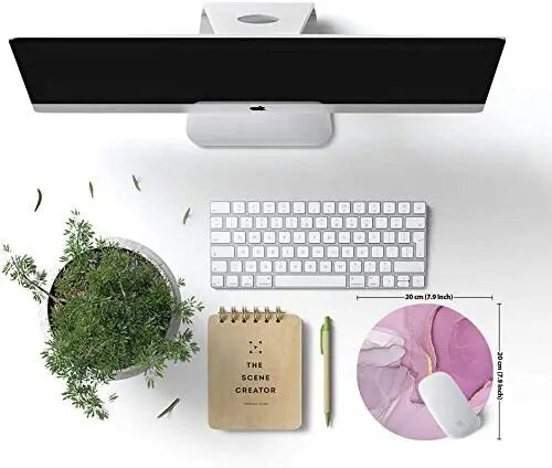 Ανοιχτό μωβ μάρμαρο Στρογγυλό Mouse Pad Gaming Mouse Mat Αδιάβροχο κυκλικό mousepad Αντιολισθητικό ελαστικό βάσης Mousepad 7,9x0,12 ίντσες