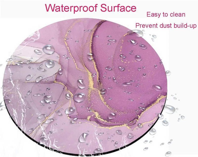 Ανοιχτό μωβ μάρμαρο Στρογγυλό Mouse Pad Gaming Mouse Mat Αδιάβροχο κυκλικό mousepad Αντιολισθητικό ελαστικό βάσης Mousepad 7,9x0,12 ίντσες