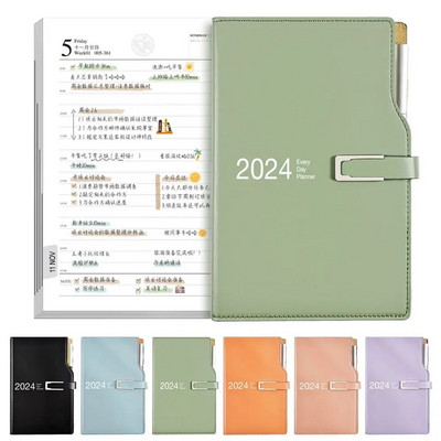 A6 2024 Agenda Book Модни канцеларски материали PU кожа Days Weekly Notebook Daily Weekly Planner