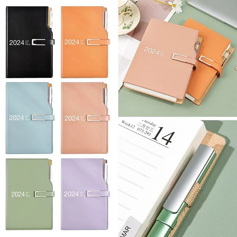 A6 2024 Agenda Book Fashion Stationery PU Leather Days Εβδομαδιαίο σημειωματάριο Καθημερινό Εβδομαδιαίο Σχεδιασμό