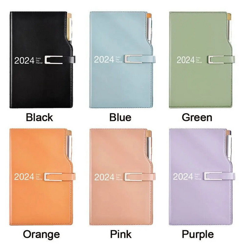 A6 2024 Agenda Book Fashion Stationery PU Leather Days Εβδομαδιαίο σημειωματάριο Καθημερινό Εβδομαδιαίο Σχεδιασμό