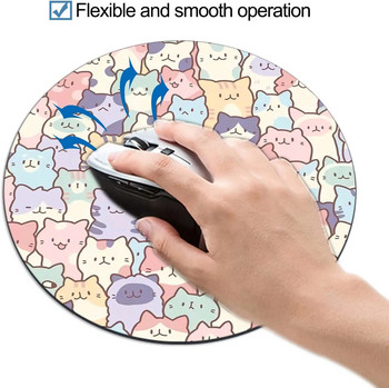 Cute Cat Round Mouse Pad Μικρό αντιολισθητικό μαξιλαράκι για ποντίκι Υπολογιστής και Laptop Mouse Pad για διακόσμηση gaming γραφείου 7,9x7,9 ιντσών