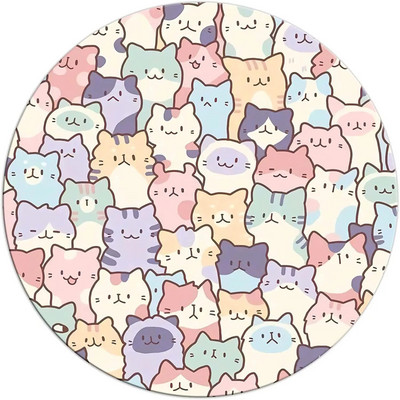 Cute Cat Round Mouse Pad Μικρό αντιολισθητικό μαξιλαράκι για ποντίκι Υπολογιστής και Laptop Mouse Pad για διακόσμηση gaming γραφείου 7,9x7,9 ιντσών
