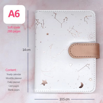 Agenda Planner Notebook Constellation Cover Undated Starry Sky A6 Soft PU Leather Diary Full Year Undated Daily/Monthly