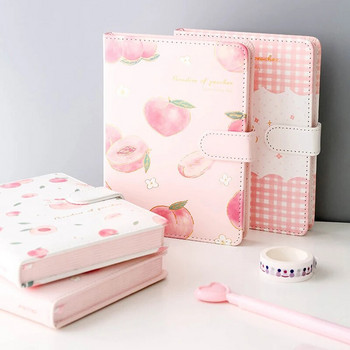 Kawaii Pink Peach Diary Cute Planner Book For Students PU Cover Magnetic Agenda Έγχρωμη εσωτερική σελίδα Περιοδικά Χαρτικά Σημειωματάρια