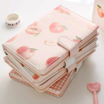 Kawaii Pink Peach Diary Cute Planner Book For Students PU Cover Magnetic Agenda Έγχρωμη εσωτερική σελίδα Περιοδικά Χαρτικά Σημειωματάρια