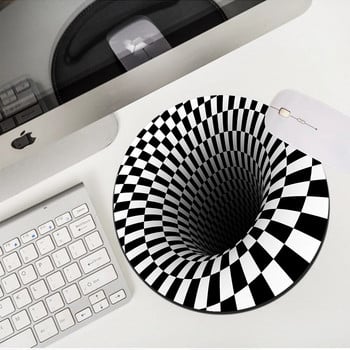 Гореща разпродажба 3D илюзия Неплъзгаща се кръгла малка подложка за мишка Подложки за мишка Килими Аксесоари за игри DeskMat за мишката за геймърски компютър лаптоп