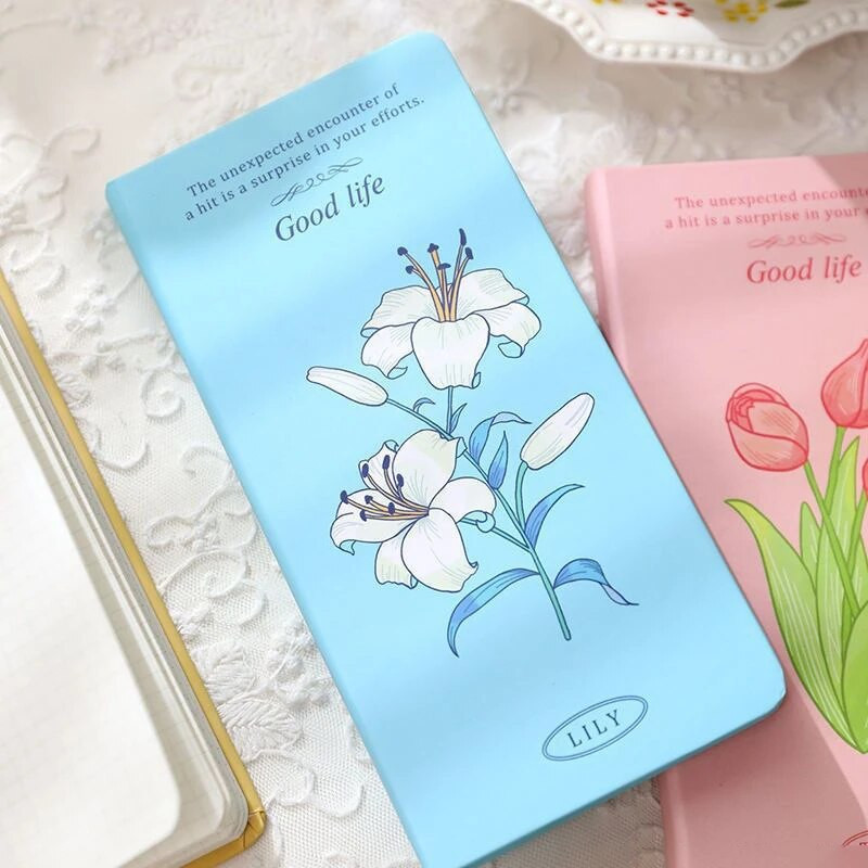 Romantiliste lillede märkmik Kawaii planeerija eelarve märkmik Armas päevakava planeerija korraldaja päevik kooli kontoritarvete loend