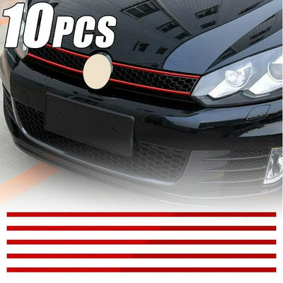 10/5pcs Car Front Hood Grill Sticker Auto Body Decoration Fashion Mouldings Red Car Body Styling Exterior Stickers Decor