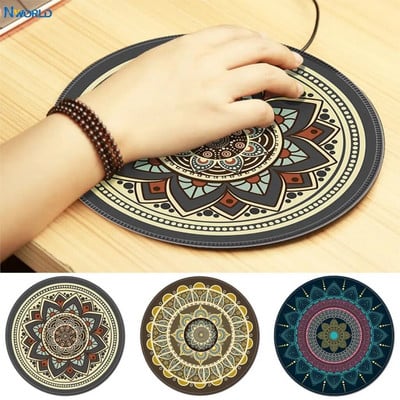 Nworld Vintage Bohemian Round Computer 3D Carpet Mouse Pad Mat Mousepad Anti Slip for Home Office PC Gaming LOL Overwatch CS GO