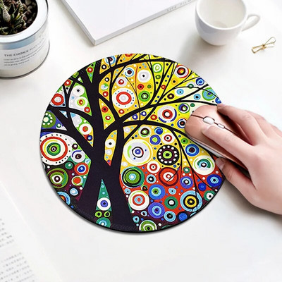 Spalvingi „Mandala“ apvalūs pelės kilimėliai, neslystančio guminio pagrindo pelės kilimėlis vandeniui atsparus biuro pelių kilimėlis žaidimų priedai