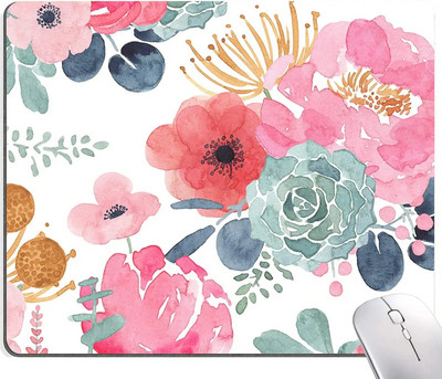 Ροζ πράσινο λουλούδι Mousepad Premium-Textured Mouse Mat Αντιολισθητική βάση από καουτσούκ για φορητό υπολογιστή και υπολογιστή 9,5x7,9 ιντσών