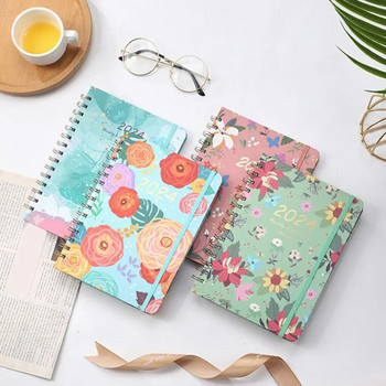 Orderly Manner Planner Floral Print Monthly Planner Floral Print 2024 Monthly Planner Exquisite Coil Design Schedule for Home