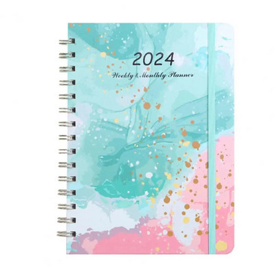 Orderly Manner Planner Floral Print Monthly Planner Floral Print 2024 Monthly Planner Exquisite Coil Design Schedule for Home