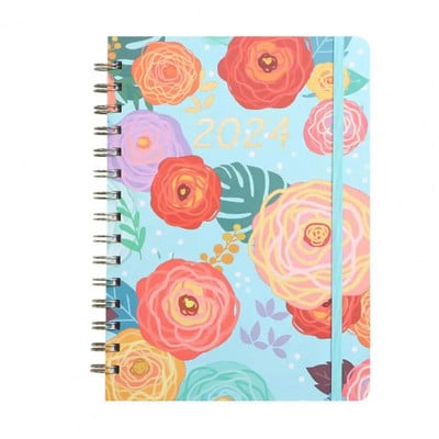 Orderly Manner Planner Floral Print Monthly Planner Floral Print 2024 Monthly Planner Exquisite Coil Design Schedule for Home