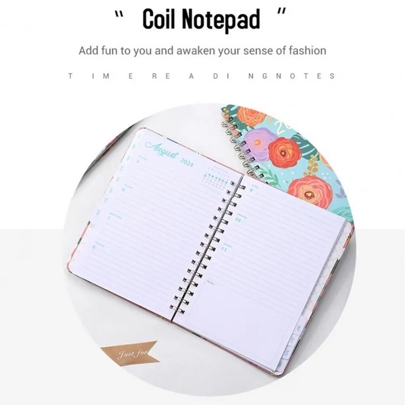 Orderly Manner Planner Floral Print Monthly Planner Floral Print 2024 Monthly Planner Exquisite Coil Design Schedule for Home