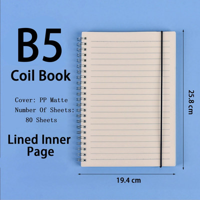B5 A5 A6Coil piezīmju grāmatiņa 80 lappušu matēta vāka piezīmju grāmatiņa rokasgrāmata, sabiezināts papīrs Skolas biroja piederumi Kancelejas piederumi