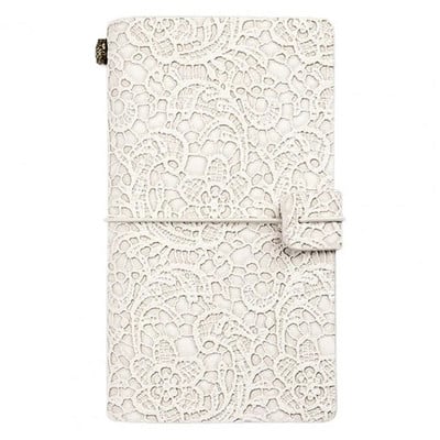 Ημερολόγιο από συνθετικό δέρμα Vintage Ευρωπαϊκή δαντέλα σκαλιστό λουλούδι A6 Φορητό σημειωματάριο μαθητών