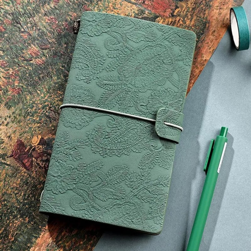 Ημερολόγιο από συνθετικό δέρμα Vintage Ευρωπαϊκή δαντέλα σκαλιστό λουλούδι A6 Φορητό σημειωματάριο μαθητών