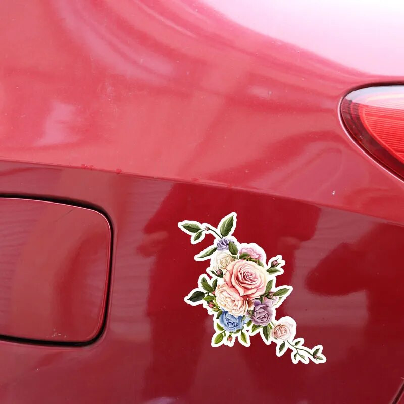 Interesanti Skaisti Rozes Ziedi Auto Uzlīmes Motociklu Aksesuāri Modes PVC Grafiskais Noformējums Augstas kvalitātes Uzlīme 13*13cm