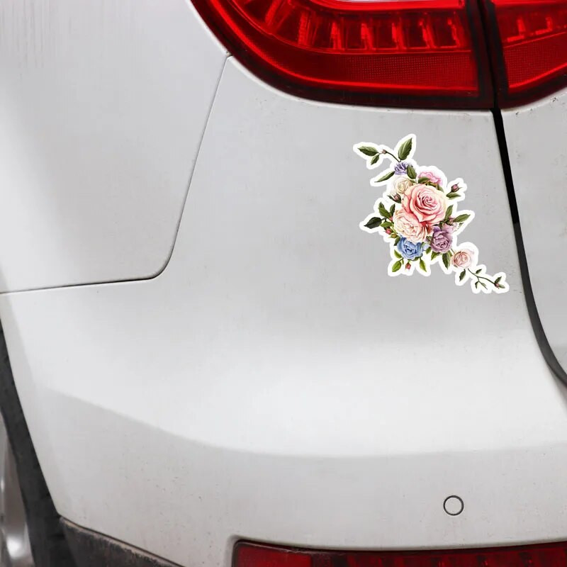 Interesanti Skaisti Rozes Ziedi Auto Uzlīmes Motociklu Aksesuāri Modes PVC Grafiskais Noformējums Augstas kvalitātes Uzlīme 13*13cm