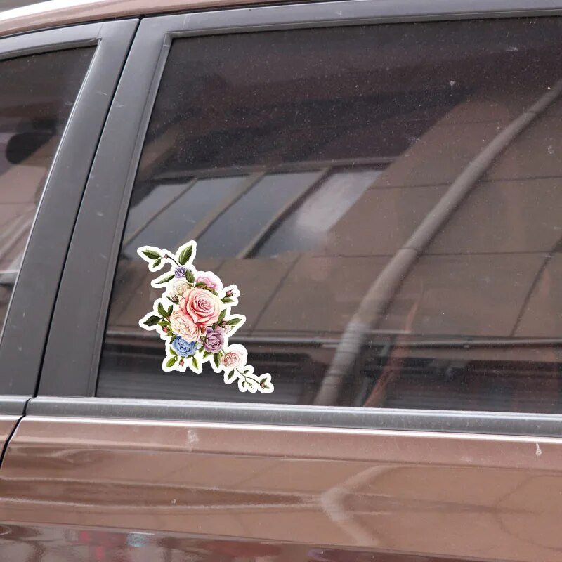 Interesanti Skaisti Rozes Ziedi Auto Uzlīmes Motociklu Aksesuāri Modes PVC Grafiskais Noformējums Augstas kvalitātes Uzlīme 13*13cm