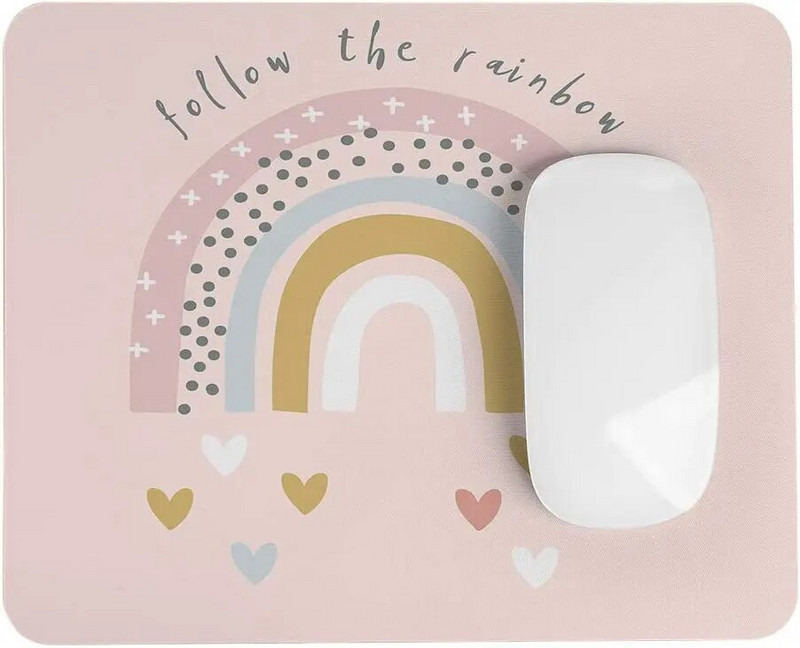 Varavīksnes peles paliktņi plankumaini punktveida varavīksne un sirsniņas rozā vintage smilškrāsas biroja piederumi kabīnes dekors 9,5x7,9 collas