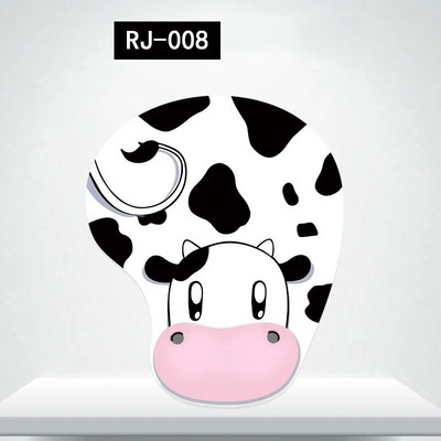 YuBeter biezs Anime 3D peles paliktnis ar plaukstas balstu pret slīdēšanu, mīksts silikons, jauks multfilmas govs kaķu peles paklājiņš spēļu datora klēpjdatoram