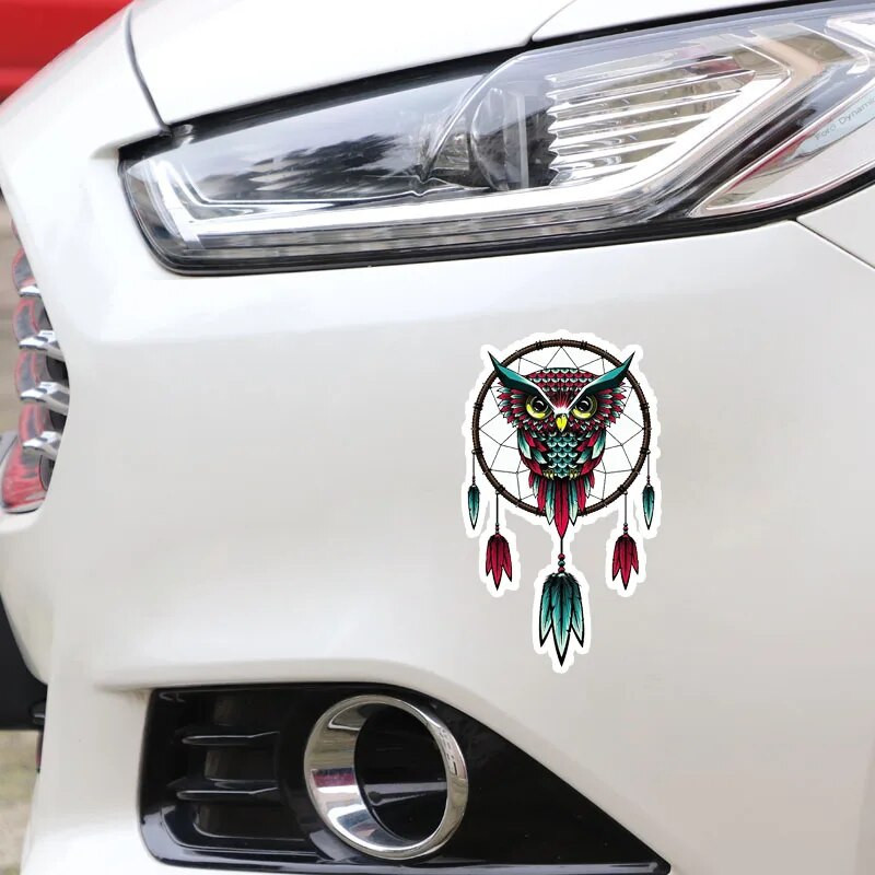 Smieklīgs sapņu ķērējs Pūce Auto uzlīme Mode Grafika Dekorācijas Aksesuāri Personība PVC Ūdensizturīgs Augstas kvalitātes uzlīme 17*10cm