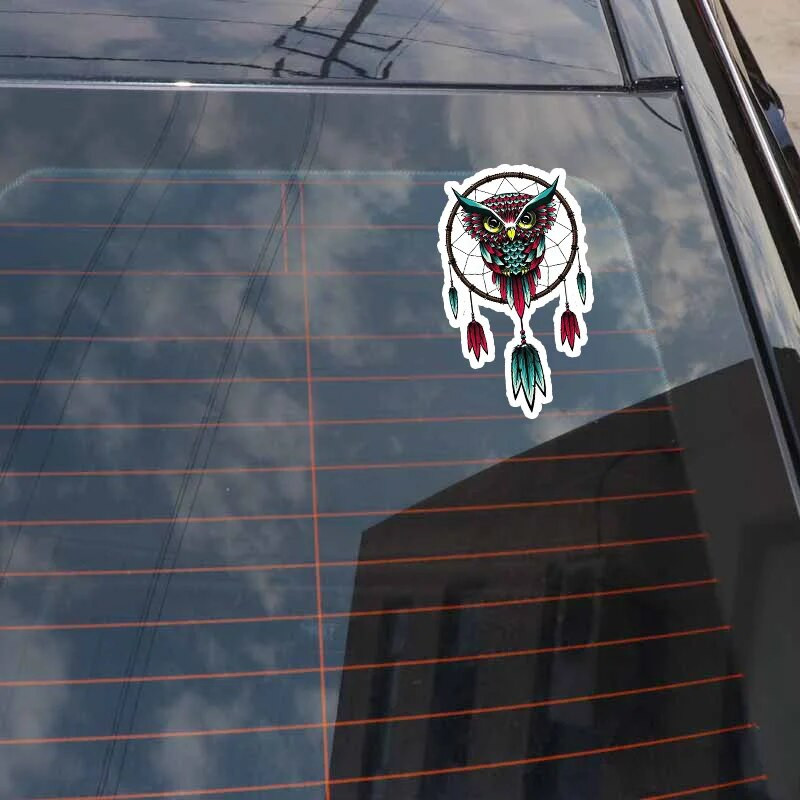 Smieklīgs sapņu ķērējs Pūce Auto uzlīme Mode Grafika Dekorācijas Aksesuāri Personība PVC Ūdensizturīgs Augstas kvalitātes uzlīme 17*10cm