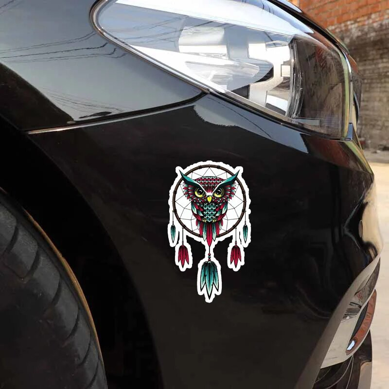 Smieklīgs sapņu ķērējs Pūce Auto uzlīme Mode Grafika Dekorācijas Aksesuāri Personība PVC Ūdensizturīgs Augstas kvalitātes uzlīme 17*10cm