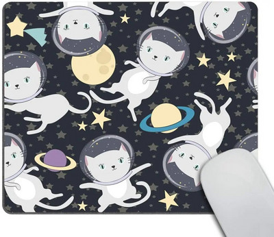 Spēļu peles paliktnis Pielāgots jautrs kaķa astronauts kosmosā Peles paliktnis Neslīdošs gumijas Ērts pielāgots datora peles paliktnis