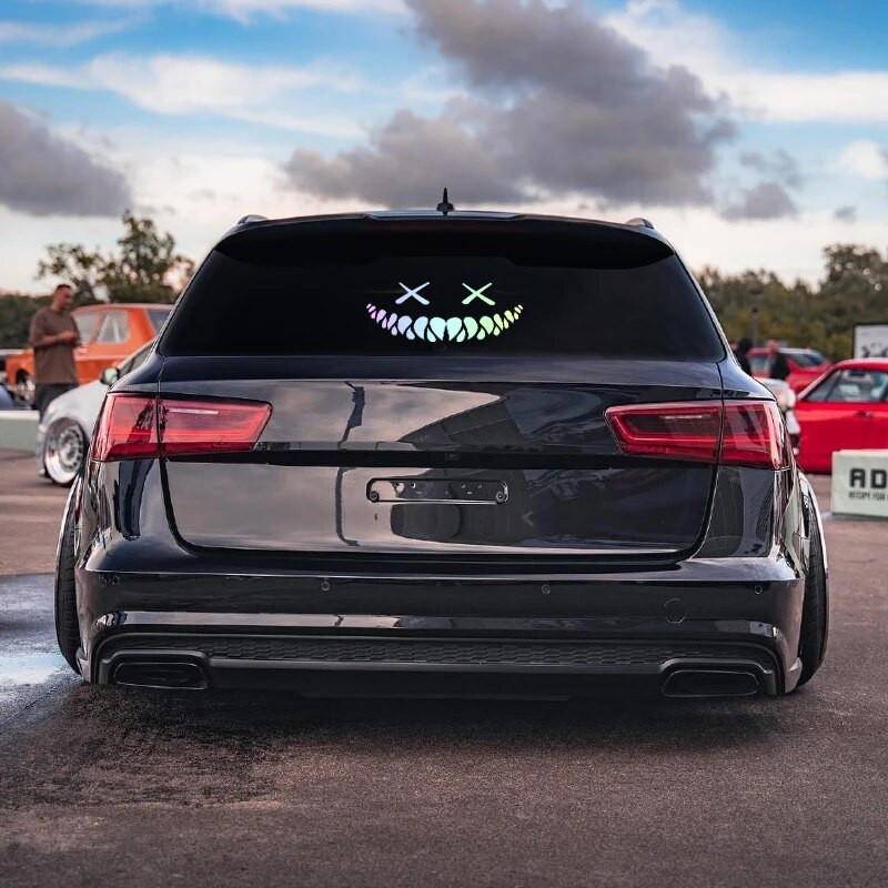 Dēmons, smaidoša seja Automašīnas Uzlīmes Aizmugurējais vējstikls Automašīnas Uzlīme Smieklīga auto Virsbūves noformējums Logu Uzlīme Vinila Ūdensizturīga