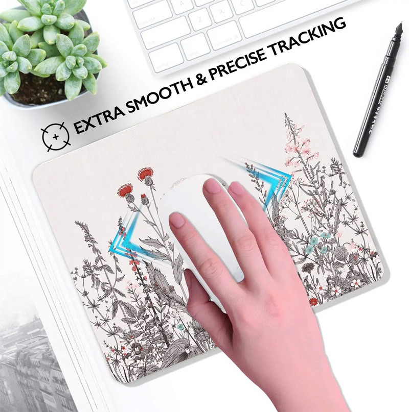Garden Flowers Mouse Pad Personalized Premium-Textured Mousepads Design Αντιολισθητική βάση από καουτσούκ για υπολογιστές Mousepad 9,7x7,9 in