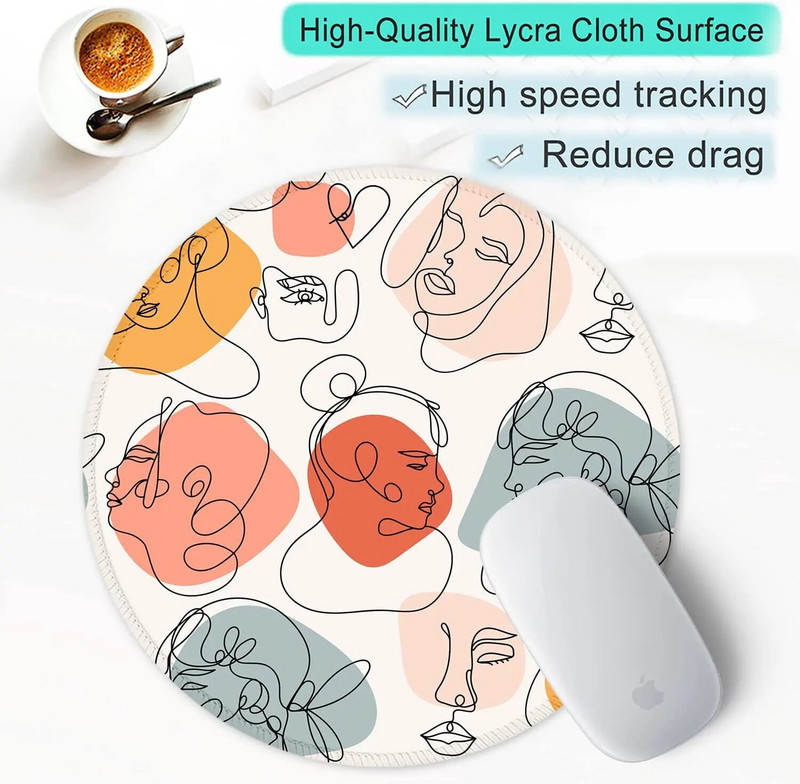 Mousepad με ραμμένη άκρη Mouse Mat Αδιάβροχη αντιολισθητική βάση από καουτσούκ Στρογγυλό Mousepad 7,9×7,9×0,12 ίντσες, Guise