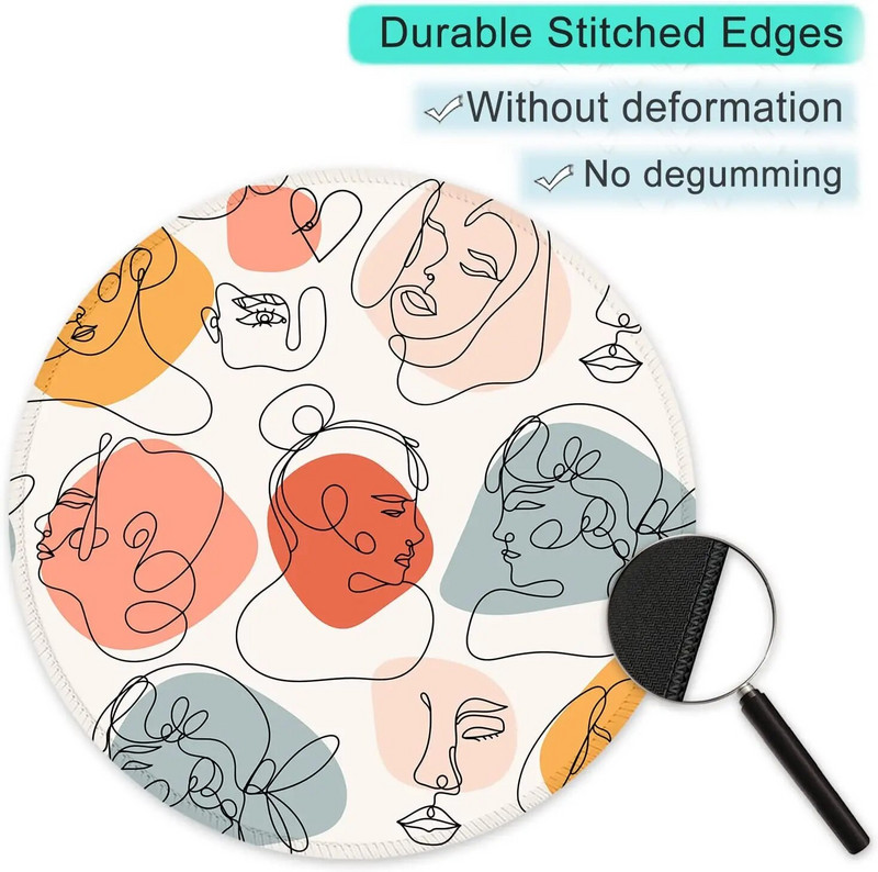 Mousepad με ραμμένη άκρη Mouse Mat Αδιάβροχη αντιολισθητική βάση από καουτσούκ Στρογγυλό Mousepad 7,9×7,9×0,12 ίντσες, Guise