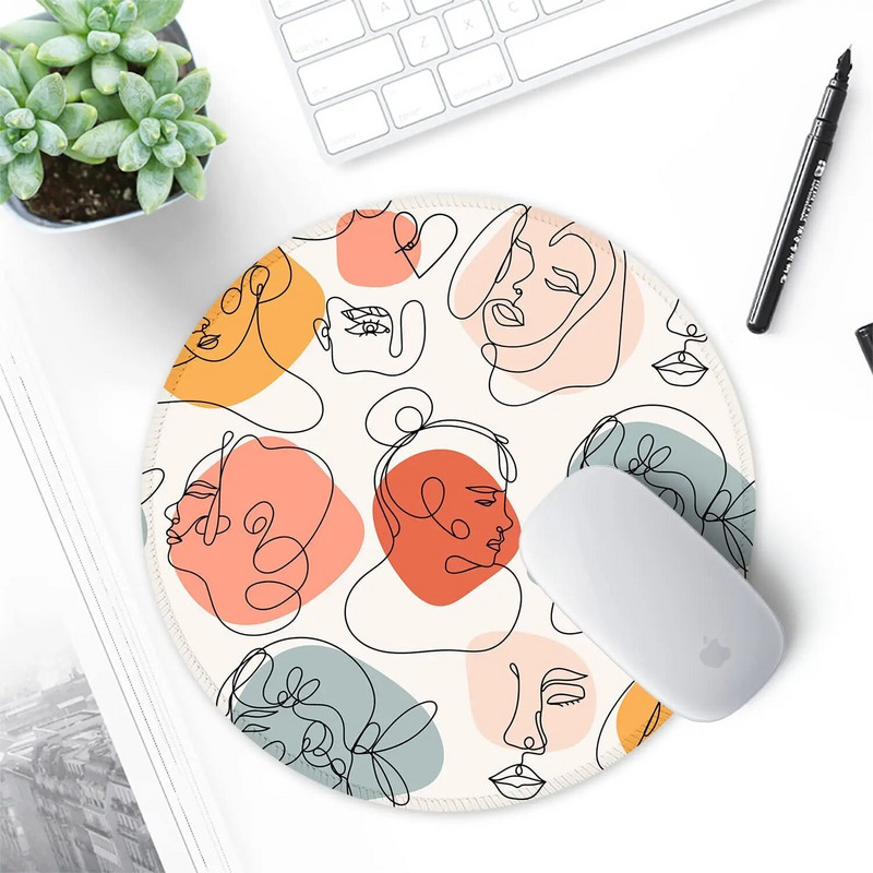 Mousepad με ραμμένη άκρη Mouse Mat Αδιάβροχη αντιολισθητική βάση από καουτσούκ Στρογγυλό Mousepad 7,9×7,9×0,12 ίντσες, Guise