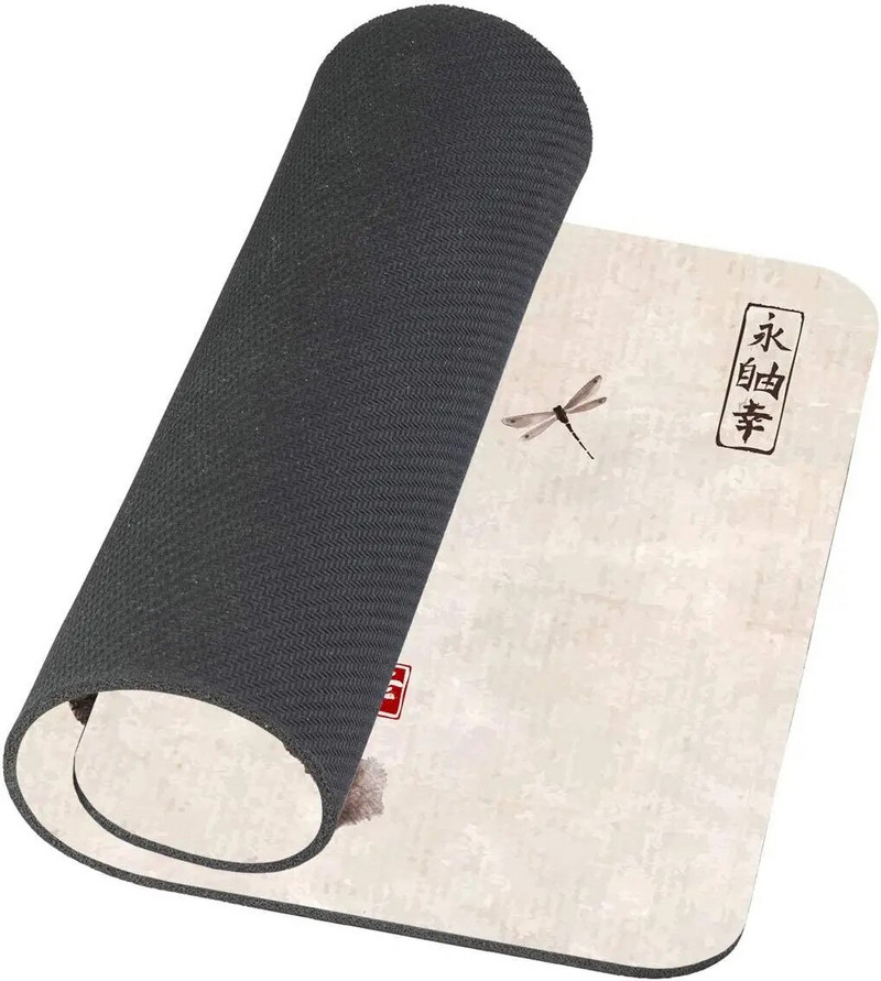 Fluffy Cat ja Dragonfly Traditsiooniline tindiga maalimise hiirematt Armas hiirematt Pestavad libisemiskindlad kummist hiirepadjad 9,5x7,9 tolli