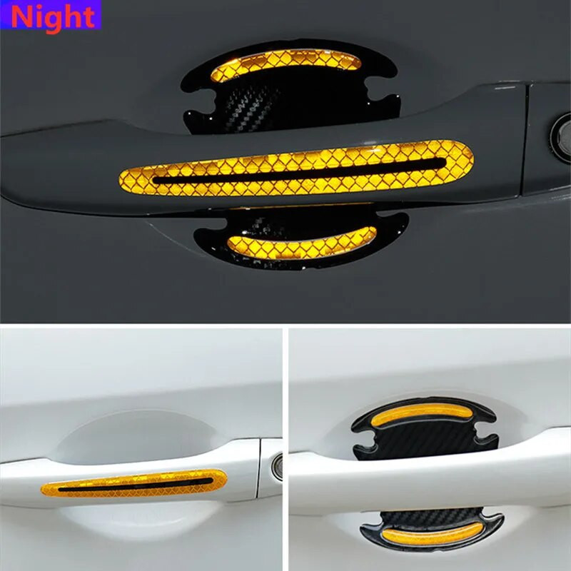 8 Αυτοκόλλητα 3D γενικής χρήσης από ανθρακονήματα λαβής πόρτας αυτοκινήτου Αυτοκόλλητα με αντοχή στις γρατσουνιές Αυτοκόλλητα με ανακλαστική ταινία ασφαλείας αυτοκινήτου