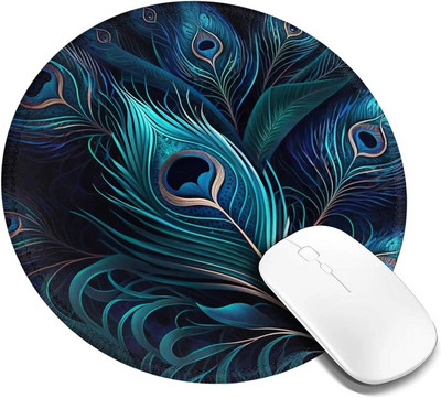 Pāva spalvas Forši pāvu apaļš peles paliktnis Peļu paliktnis Neslīdošs gumijas peles paklājiņš datorgalda spēlēm klēpjdatora darbam birojā